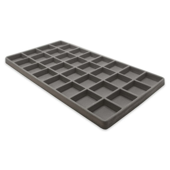 6 Qty Seal-Grey 32 Slot Flocked Storage Tray Inserts - For Merchandise Jewelry & Organization - N'icePackaging