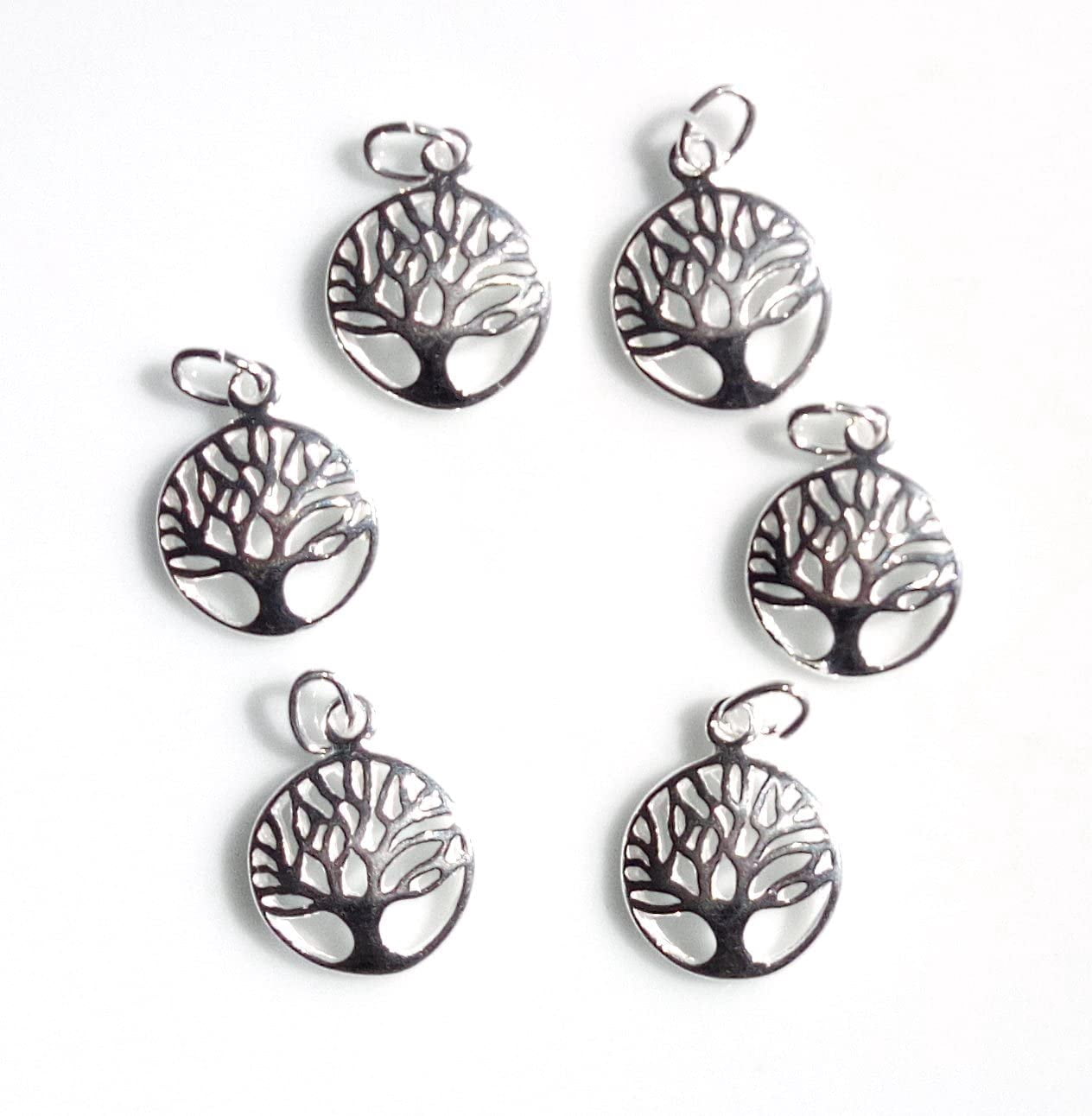 6 Qty. Tree of Life Charm .925 Sterling Silver by JensFindings