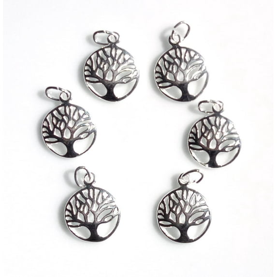 6 Qty. Tree of Life Charm .925 Sterling Silver by JensFindings