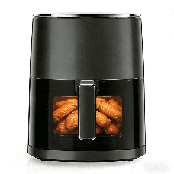 6 Quart Air Fryer, 12-in-1 Compact Airfryer with Preset Digital Display, Roast, Bake, Reheat, Dehydrate, Chicken, Nonstick & Dishwasher Safe Basket, Black