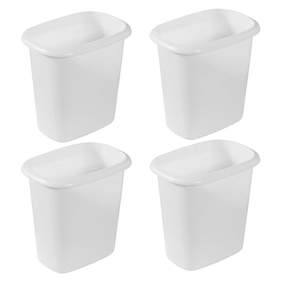 6 Quart Bedroom, Bathroom, and Office Wastebasket Trash Can (4 Pack)