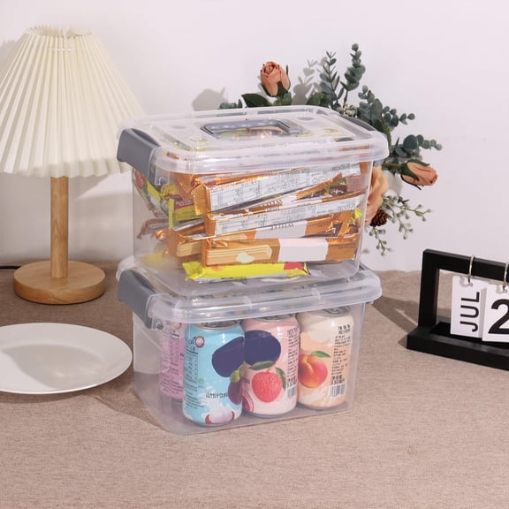 6 Quart Clear Plastic Storage Box with Handle 6 Packs