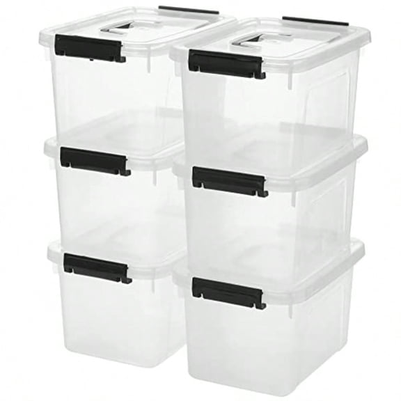 6 Quart Clear Storage Latch Box/Bins 6-Pack Plastic Container with Latches and Lid
