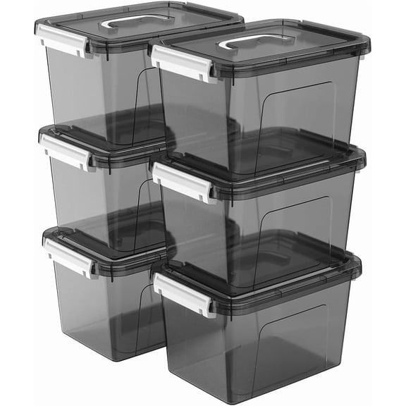 6 Quart Clear Storage Latch Box/Bins, 6-Pack Plastic Container with Latches and Lid