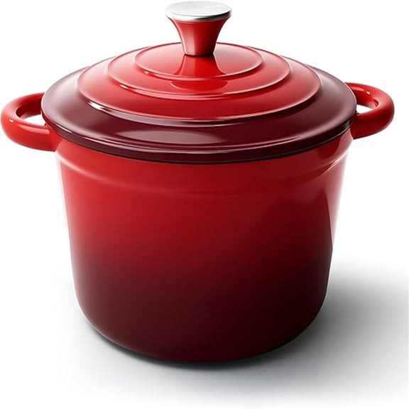 6 Quart Dutch Oven Pot with Lid, Non Stick Enameled Cast Iron Dutch Oven for Bread Baking, Heavy-Duty, Oven Ceramic Cookware Up to 500F for Baking, Braising, Stews, Roasting, Red