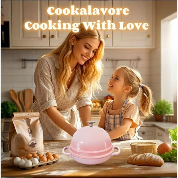 6 Quart Enamel Bread Oven with Lid, Pink - Perfect for Sourdough and Homemade Bread