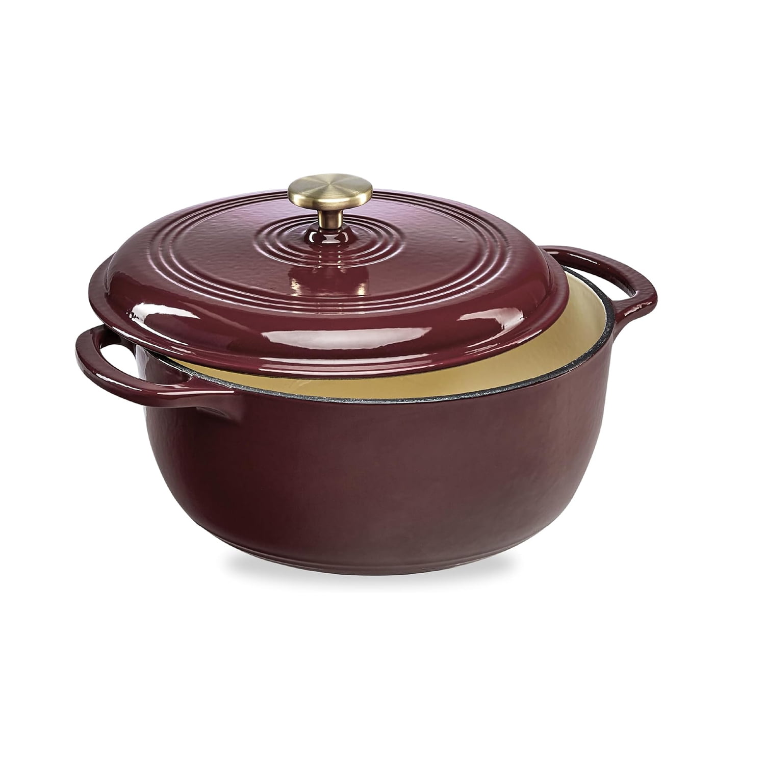 6 Quart Dark Red Enameled Cast Iron Dutch Oven with Lid