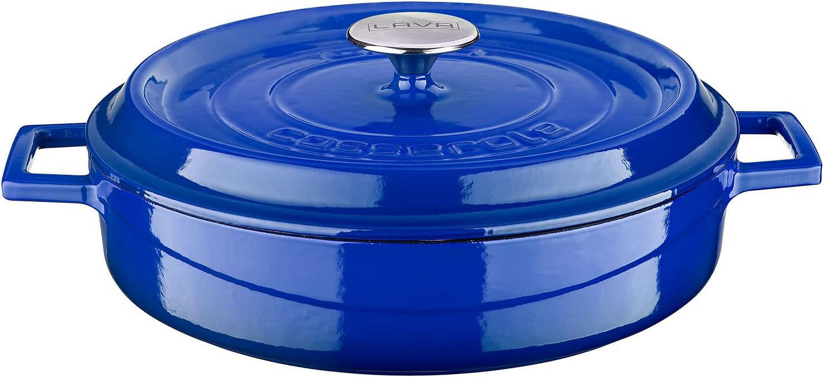 6 Quart Enameled Braiser Multipurpose Stylish Blue Round Dutch Oven