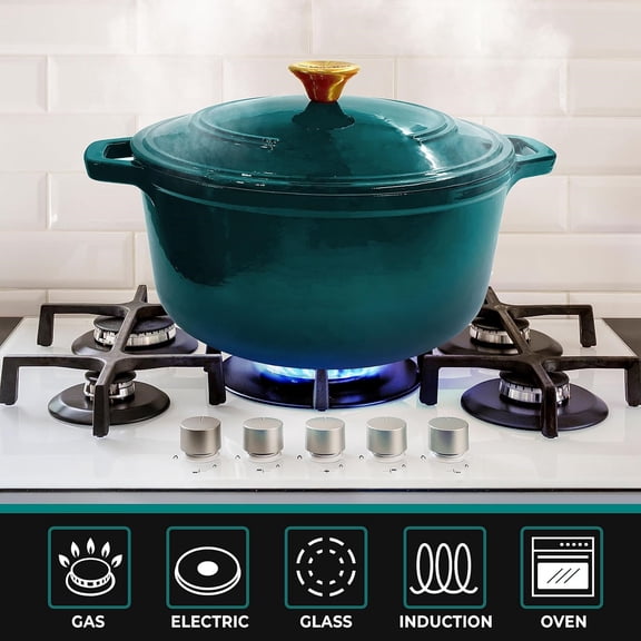 6 Quart Enameled Cast Iron Dutch Oven Pot with Lid, Heavy-Duty, Oven  up to 500 F & Across All Cooktops, Wedding Registry Ideas & Gifts, Emerald