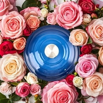 6 Quart Dutch Oven Enameled Cast Iron with Lid - Big Dual Handles - Oven Safe up to 500 ° F - Classic Round Pot for Versatile Cooking (Blue, 6 QT)