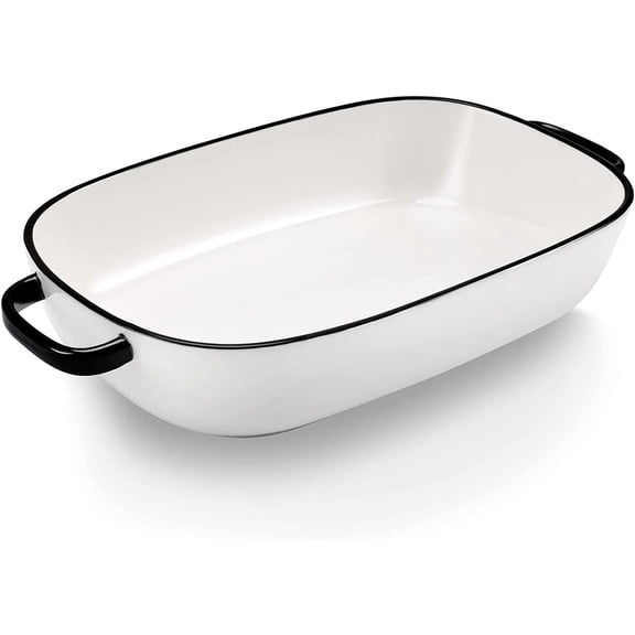 6 Quart 16x11x3.5 Inch Rectangular Glazed Ceramic Baking Dish Multi-Safe for Oven Microwave Freezer Dishwasher Kitchen Cooking Storage