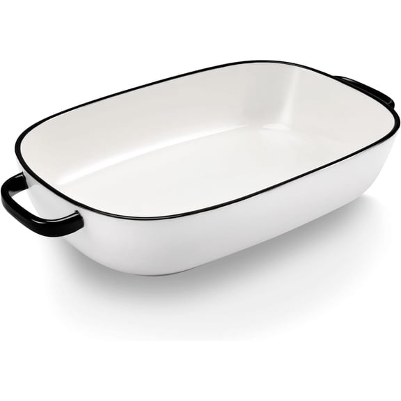 6 Quart Large Rectangular Baking Dish, 16x11 Inches Ceramic Baking Pan Casserole Dish for Cooking,Kitchen and Daily Use, Safe for Oven Microwave Refrigerator Disinfection Cabinet and Dishwasher,White