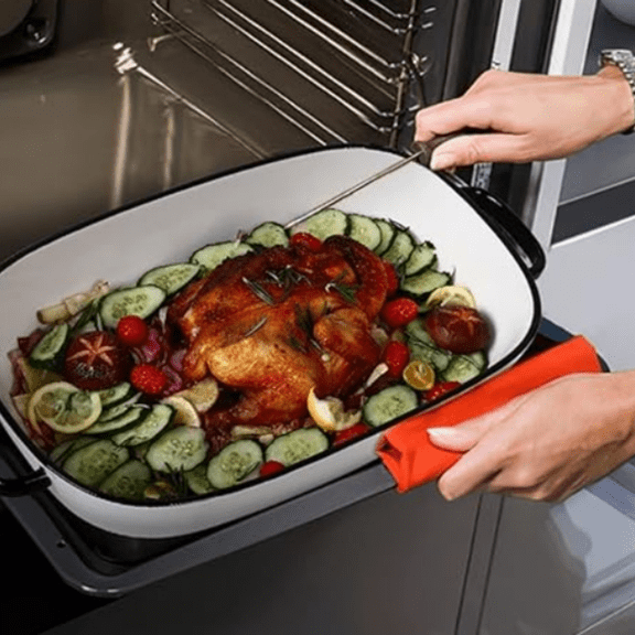 6 Quart Large Rectangular Baking Dish, 16x11 Inches Ceramic Baking Pan Casserole Dish for Cooking,Kitchen and Daily Use, White