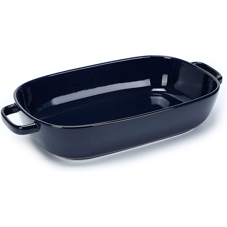 6 Quart Large Rectangular Baking Dish 16x11 Inches Ceramic Baking Pan Casserole Dish for Cooking Kitchen and Daily Use Safe for Oven Microwave Refrigerator Disinfection Cabinet and Dishwasher Blue Wal...