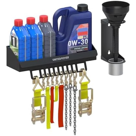 6 Quart Motor Oil Storage Rack, Bottle Shelf Mount Caddy With Funnel, Enclosed Race Trailer Shop Garage Organizer$$Tools & Hardware Other
