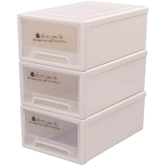 6 Quart Plastic Stacking Storage Drawer Chest, 3-Packs