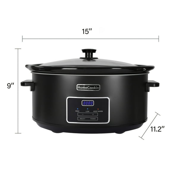 6-Quart Programmable Slow Cooker with Ceramic Pot, Versatile for Cooking, Mixing, and Food Prep, Available in White or Black, 120V Appliance for Home Use
