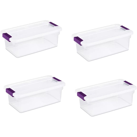6 Quart (Qt) Clearview Storage Latch Box w/Purple Latches