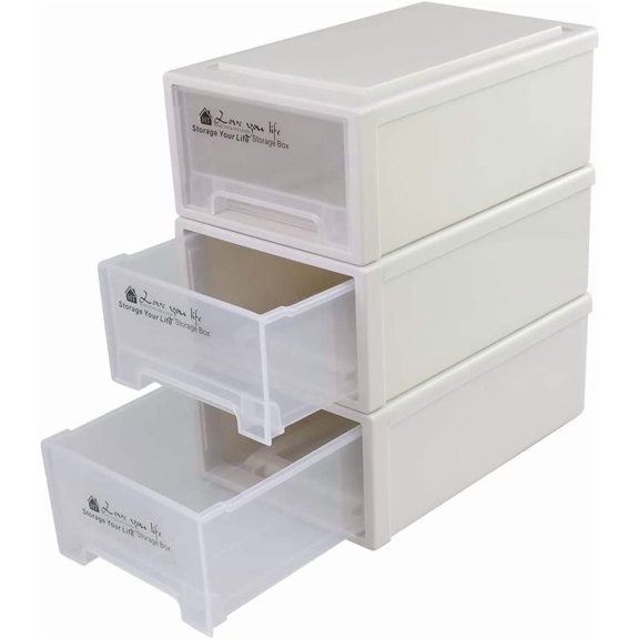 6 Quart Stacking Storage Drawer Unit Front Box, 3 Packs