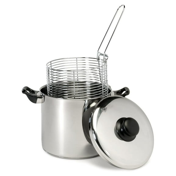 6 Quart Stainless Steel Stove Top Deep Fryer,Silver