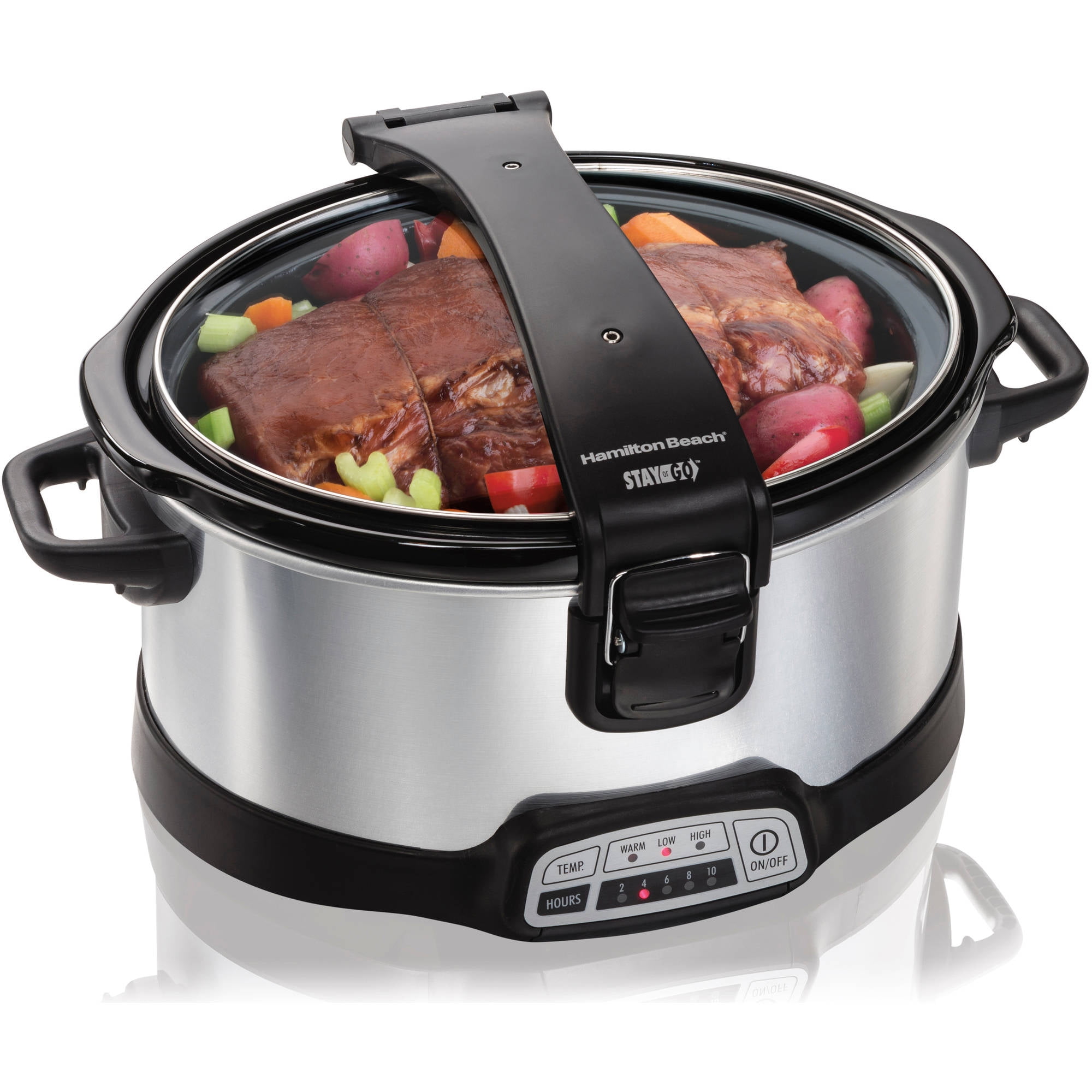 Hamilton Beach Stay or Go 6 Qt. Stainless Steel Slow Cooker with Built in  Timer 33561 - The Home Depot