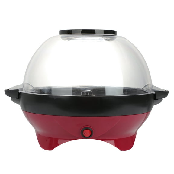 6-Quart Stirring Popcorn Popper With Quick-Heat Technology, Oil Free, Perfect for Birthday Parties, Red
