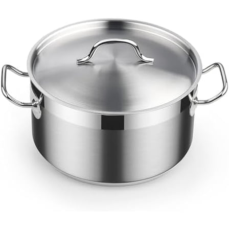 6-Quart Stock Pot with Lid, Professional 18/10 Stainless Steel Stockpot Dutch Oven Casserole Cooking Pot, Ollas de Cocina, Compatible with All Stovetops, Silver