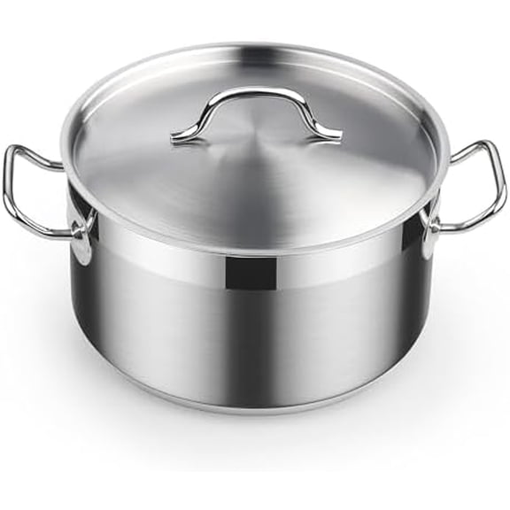 6-Quart Stock Pot with Lid, Professional 18/10 Stainless Steel Stockpot Dutch Oven Casserole Cooking Pot, Ollas de Cocina, Compatible with All Stovetops, Silver