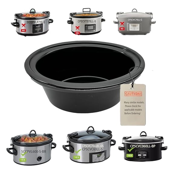 6 Quart oval Slow Cooker Ceramic Pot Replacement, Compatible with Crockpot Replacement Stoneware, Fit Models CPSCVO60LL-BP/SCCPVL600-S-BR/CPSCVC60LL-S,Compatible with crockpot replacement parts