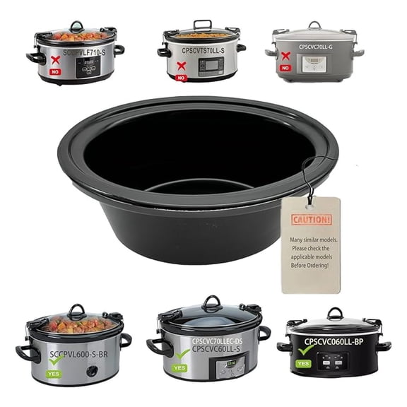 6 Quart oval Slow Cooker Ceramic Pot Replacement, Compatible Crockpot Replacement Stoneware insert pot, Fit Model CPSCVO60LL-BP/SCCPVL600-S-BR/CPSCVC60LL-S,Compatible with crockpot replacement parts