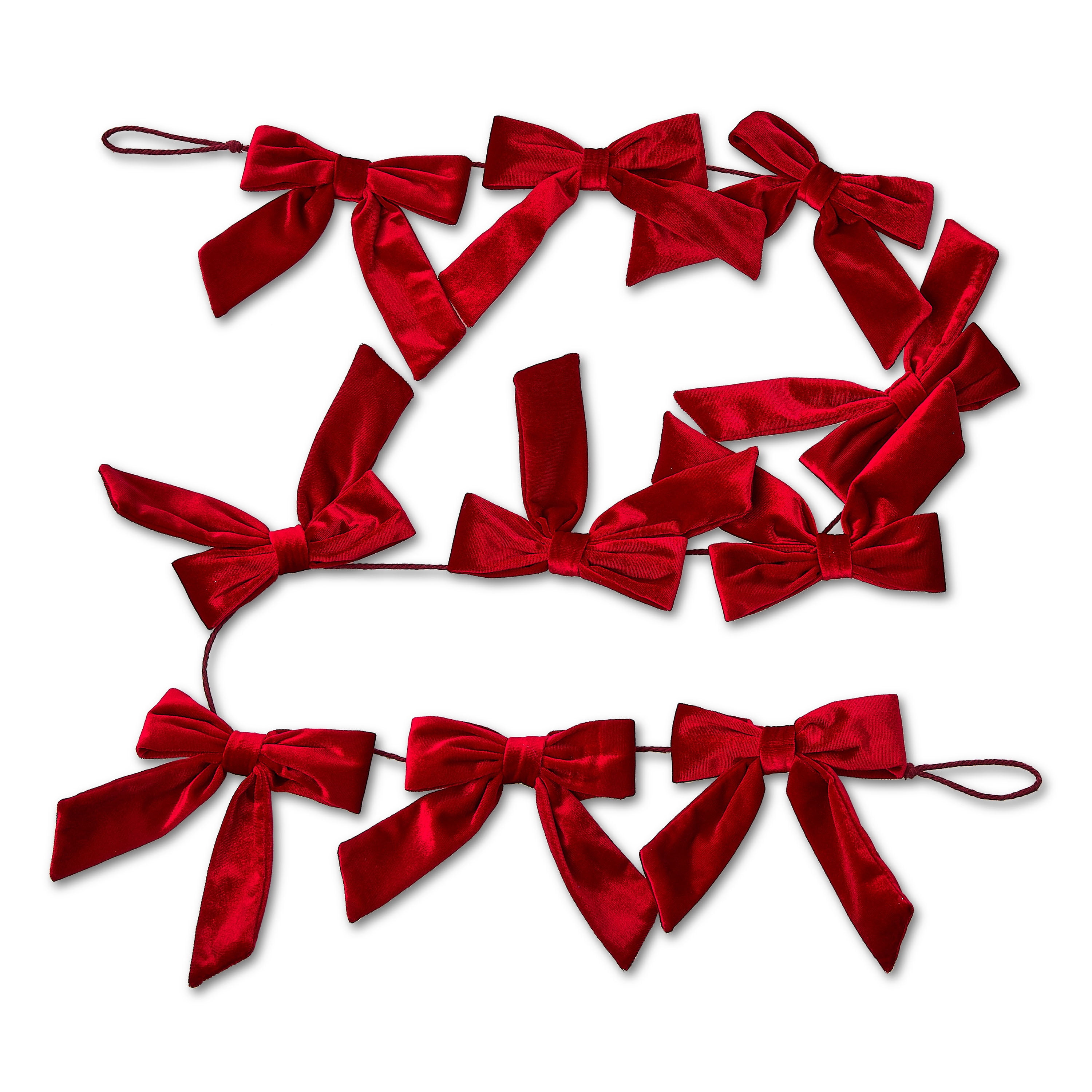Velvet Bow Christmas Garland, Red, 6', by Holiday Time