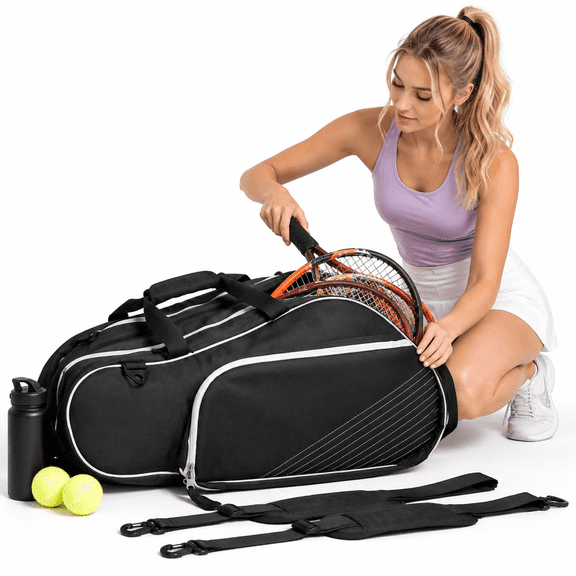 6-Racquet Tennis Bag, Padded Protection for Rackets, Fits Men, Women, Adult Players