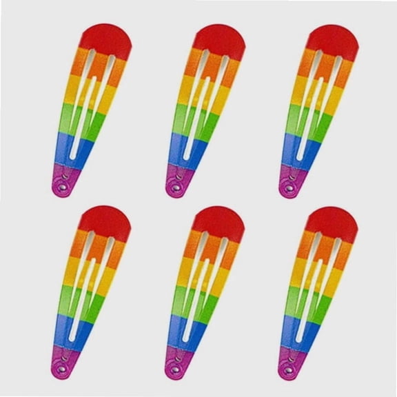 6 Rainbow Pride Snap Clips, Pride Rainbow Hair Accessories, No Slip Metal Hair Clips, Hair Barrettes for PRIDE Month Parades , Party , Carnival and Celebrations