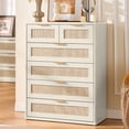 thumbnail image 1 of 6 Rattan Drawer Dresser, Rustic White Dressers for Bedroom with Chest of Drawers, Wooden Cabinet for Bedroom, Living Room, Entryway, 1 of 7