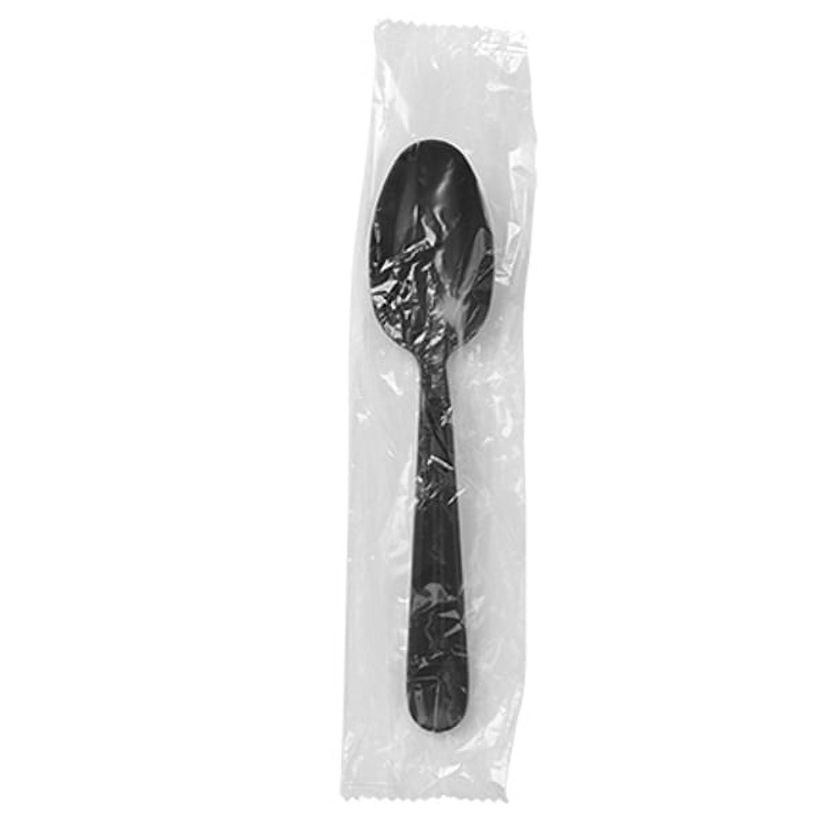 6" ReForm Polypropylene Individually Wrapped Black Spoon, 1000/CS