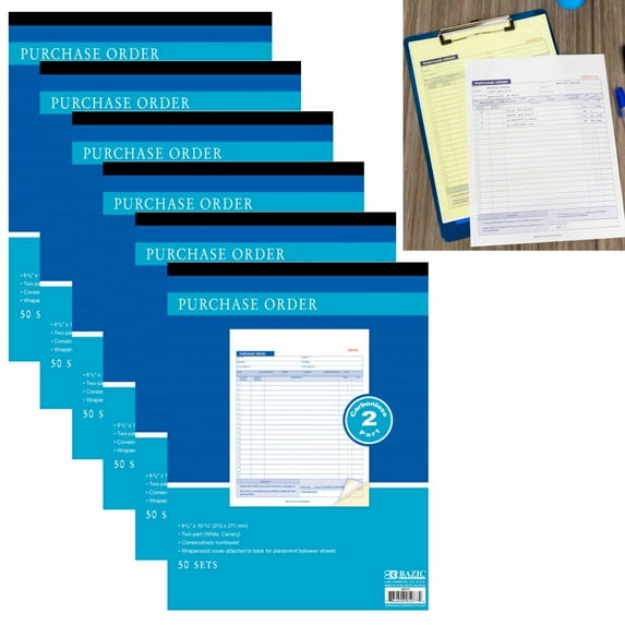 6 Receipt Book Purchase Order Carbonless Duplicate 2 Part 50 Sets Invoice Record
