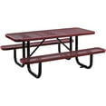 thumbnail image 1 of 6' Rectangular Expanded Metal Picnic Table, 72"L x 62"W, Red, 1 of 7