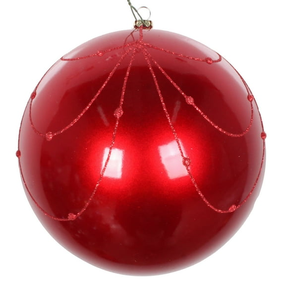 6" Red Candy Glitter Curtain Ornament 3/Bag