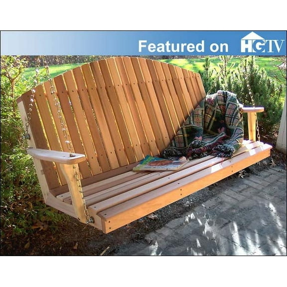 6' Red Cedar Blue Mountain Fanback Porch Swing