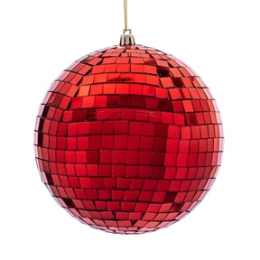 6" Red Mirror Ball Ornament 4/Bag
