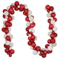 thumbnail image 1 of 6' Red and White 3-Finish Shatterproof Ball Christmas Garland, 1 of 3