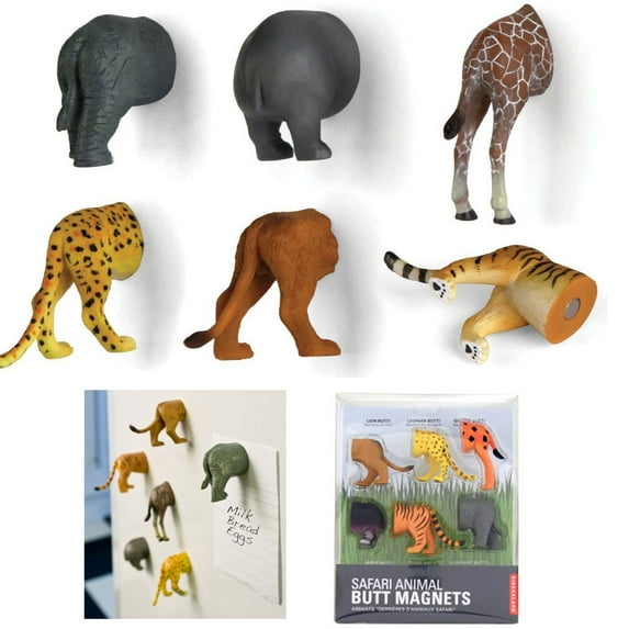 6 Refrigerator Magnets Safari Gift Set Home Decoration Novelty Animal Butt Funny