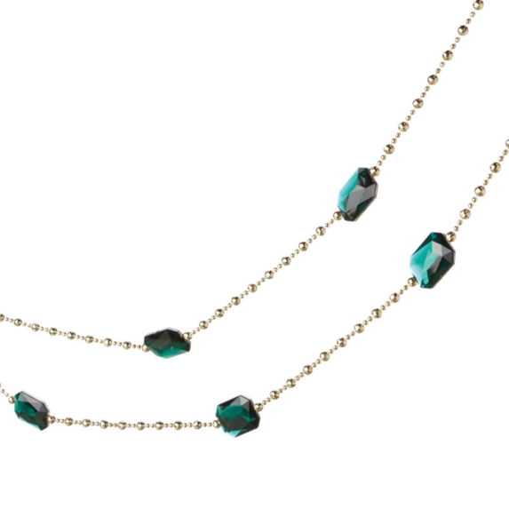 6' Regal Green Jewel and Gold Beaded Christmas Garland