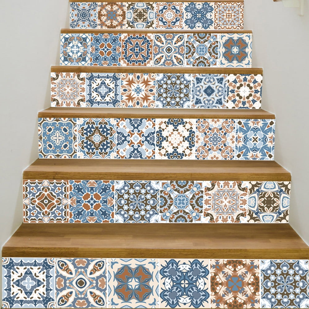 6 Removable Stairs Sticker Step Self Adhesive Ceramic Tiles Pvc Stair Wallpaper Decal Vinyl 8064