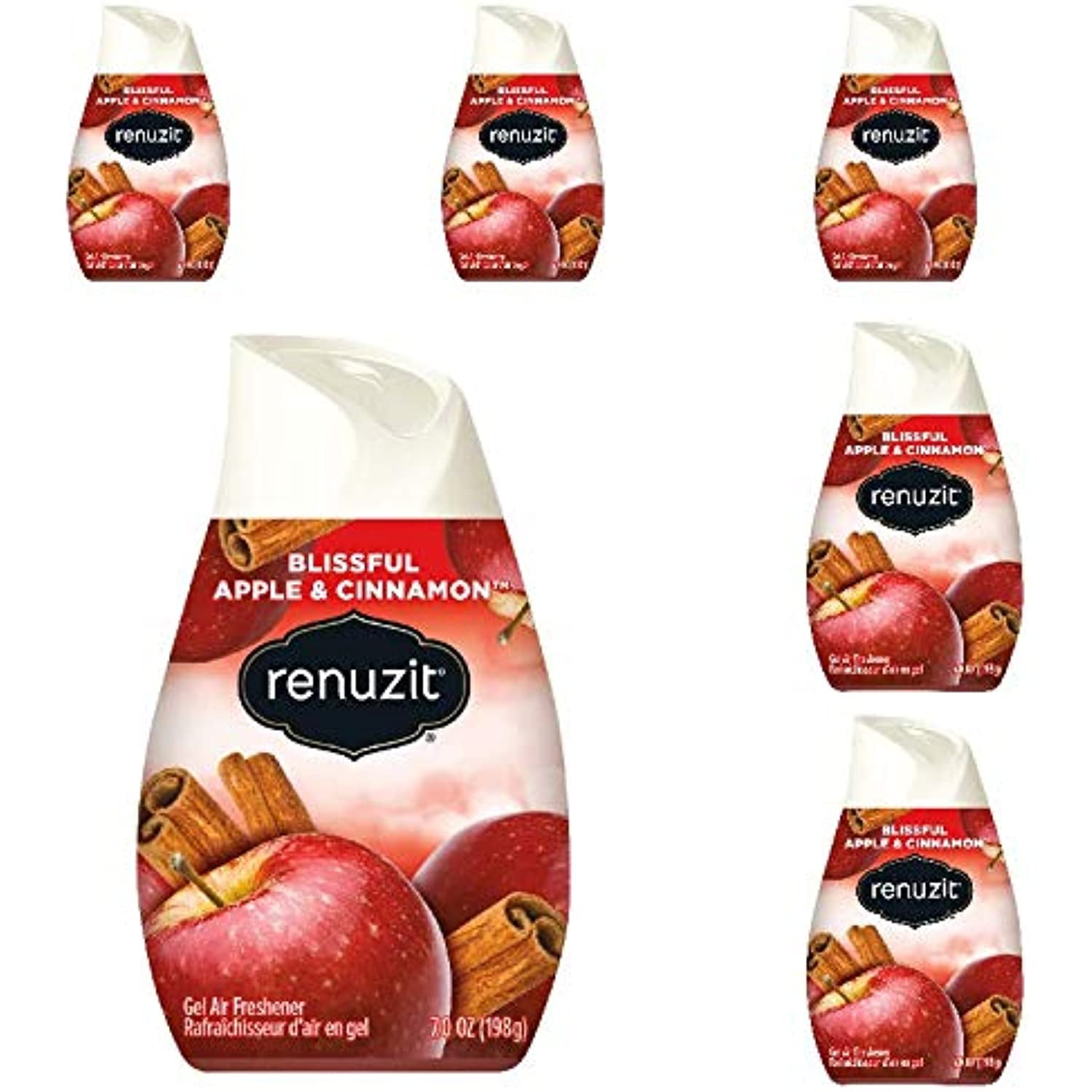 6 Renuzit Gel Air Freshener, Blissful Apple & Cinnamon, 7oz ea