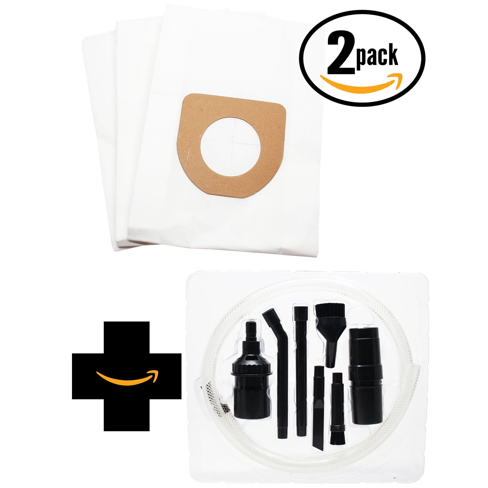 6 Replacement Hoover 43655111 Vacuum Bags with 7-Piece Micro Vacuum Attachment Kit - Compatible Hoover 4010100Z, Type Z HEPA Vacuum Bags (2-Pack, 3 Bags Per Pack)