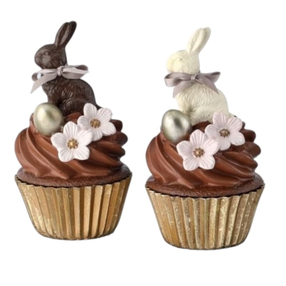 6" Resin Bunny Cupcake Decor Easter & Spring Display