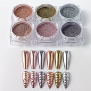 6 Retro Magic Mirror Nail Glitter Powders Metallic Chrome Pigments for Y2K Art