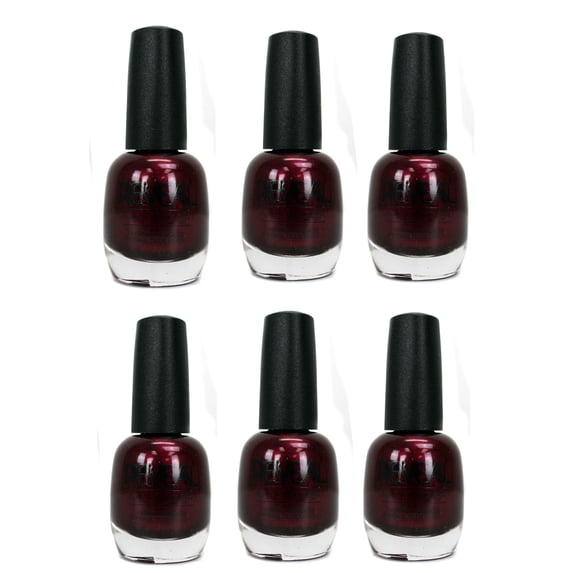 6) Reveal Burgundy Color Shimmer Salon Grade Nail Polish Lacquer Bottles - 15 mL