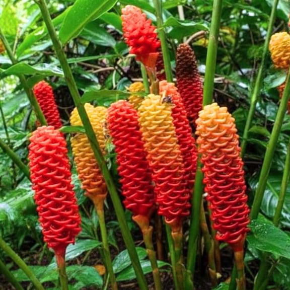 6 Rhizomes Awapuhi Shampoo Ginger Roots 1 Year Old, Fresh Red Ginger Rhizomes Oudoor Planting, Pinecone Zerumbet Zingiber, Ginger Lily Flowers